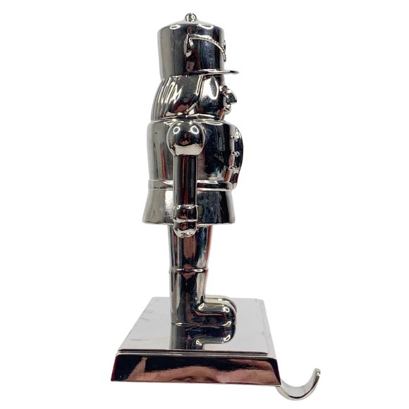 *SOLD* Nutcracker Christmas Stocking Hanger Hook Holder Fireplace Mantel Silver - Picture 9 of 9